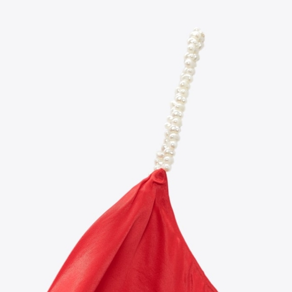 Asymmetrical Pearl Top Red Zara - Picture 9 of 12